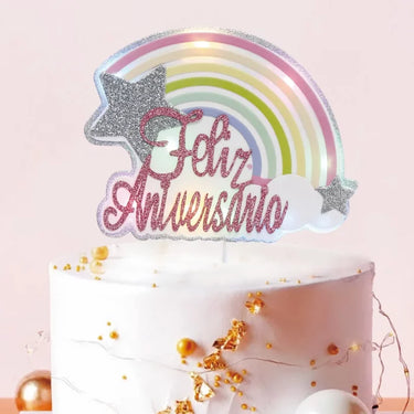 Topper Bolo Feliz Aniversário 9 Com Luzes